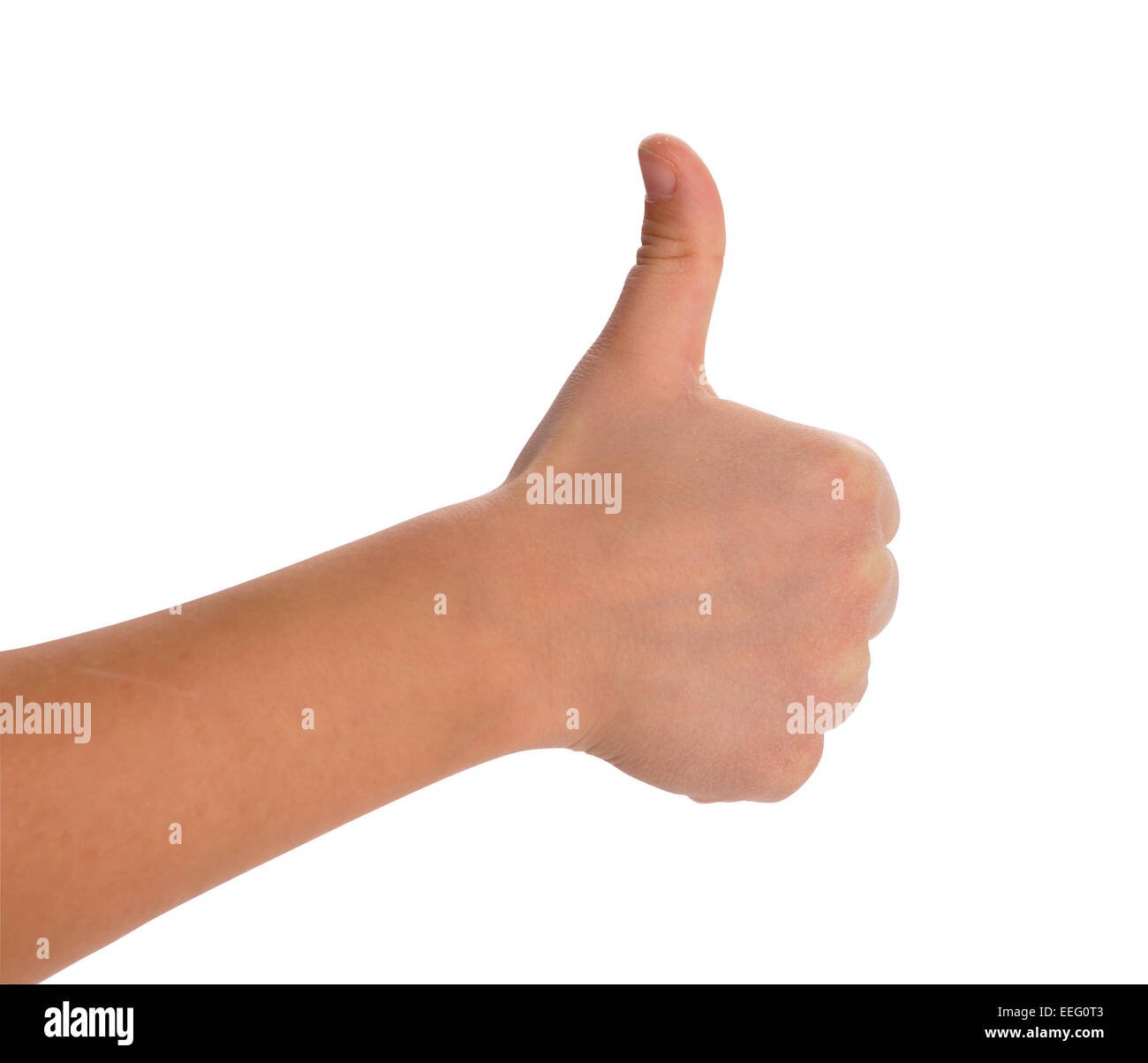 boy's hands showing thumb up isolated with Clipping Path included Stock Photo