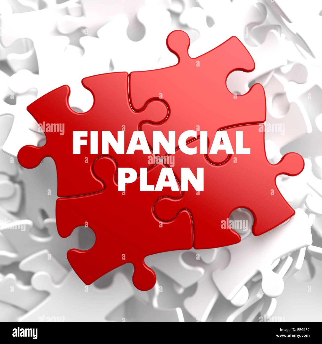 Financial Plan on Red Puzzle Stock Photo Alamy