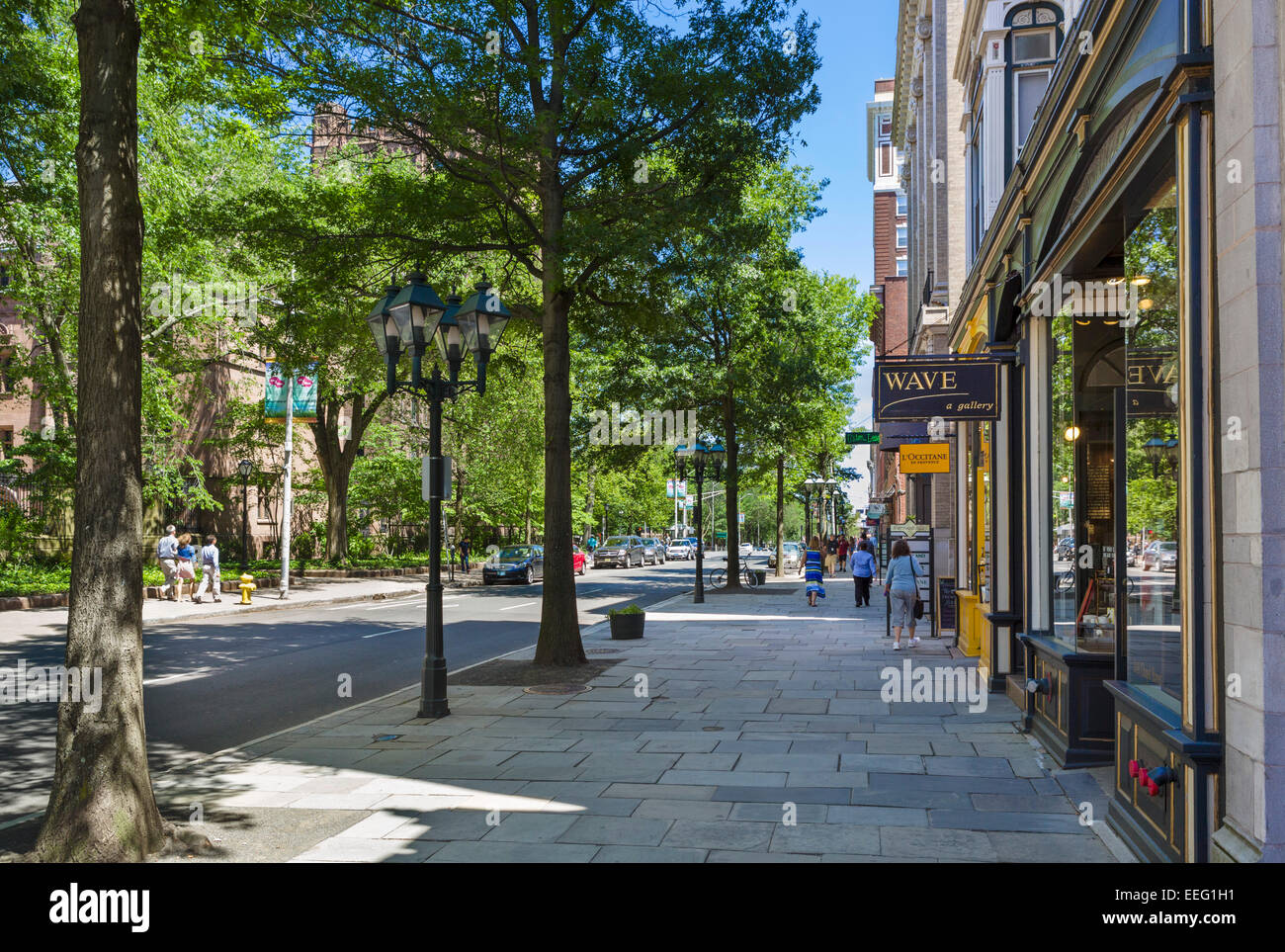 Chapel Street in downtown New Haven, Connecticut, USA Stock Photo