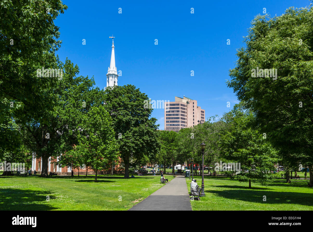 New Haven Green in downtown New Haven, Connecticut, USA Stock Photo
