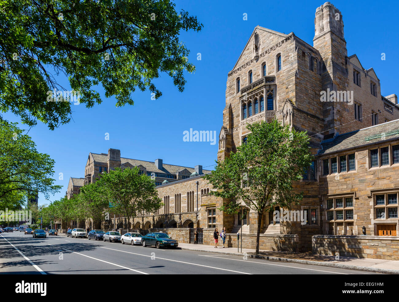 Trumbull College on Elm Street, Yale University, New Haven, Connecticut, USA Stock Photo
