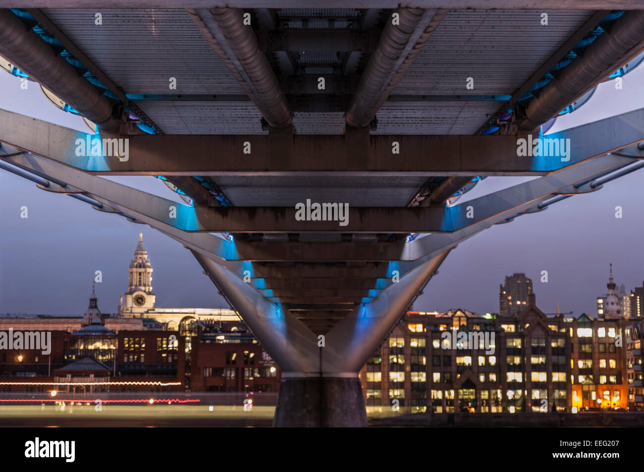 Millennium bridge at night Stock Photo