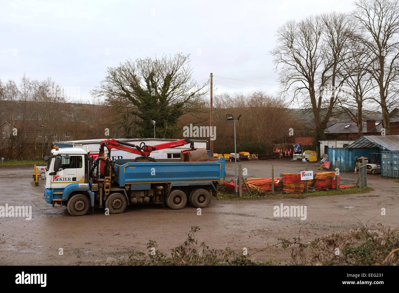 The Cheddar yard of Kier, who install services and infrastructure repairs. 17th January 2015 Stock Photo