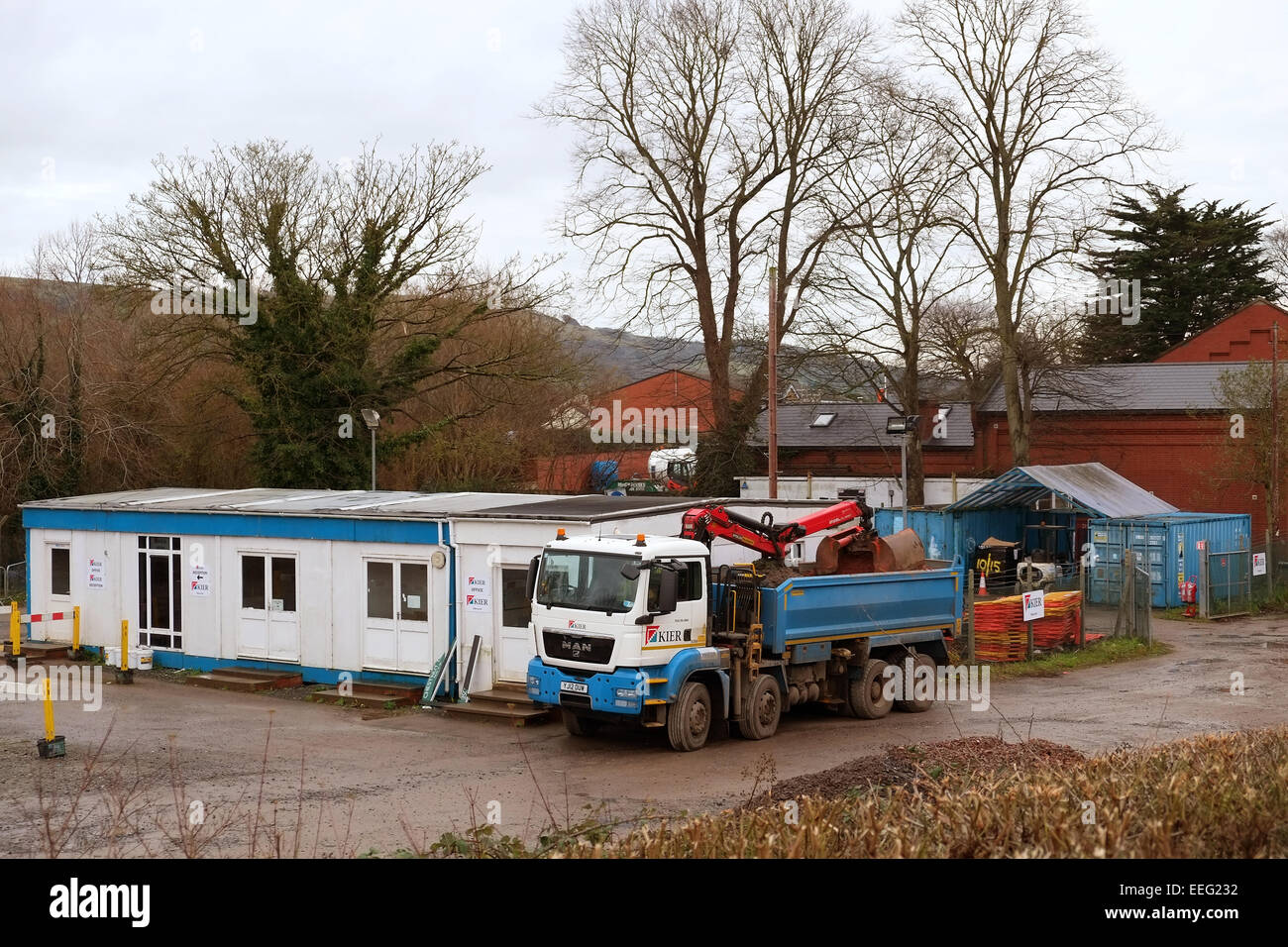 The Cheddar yard of Kier, who install services and infrastructure repairs. 17th January 2015 Stock Photo