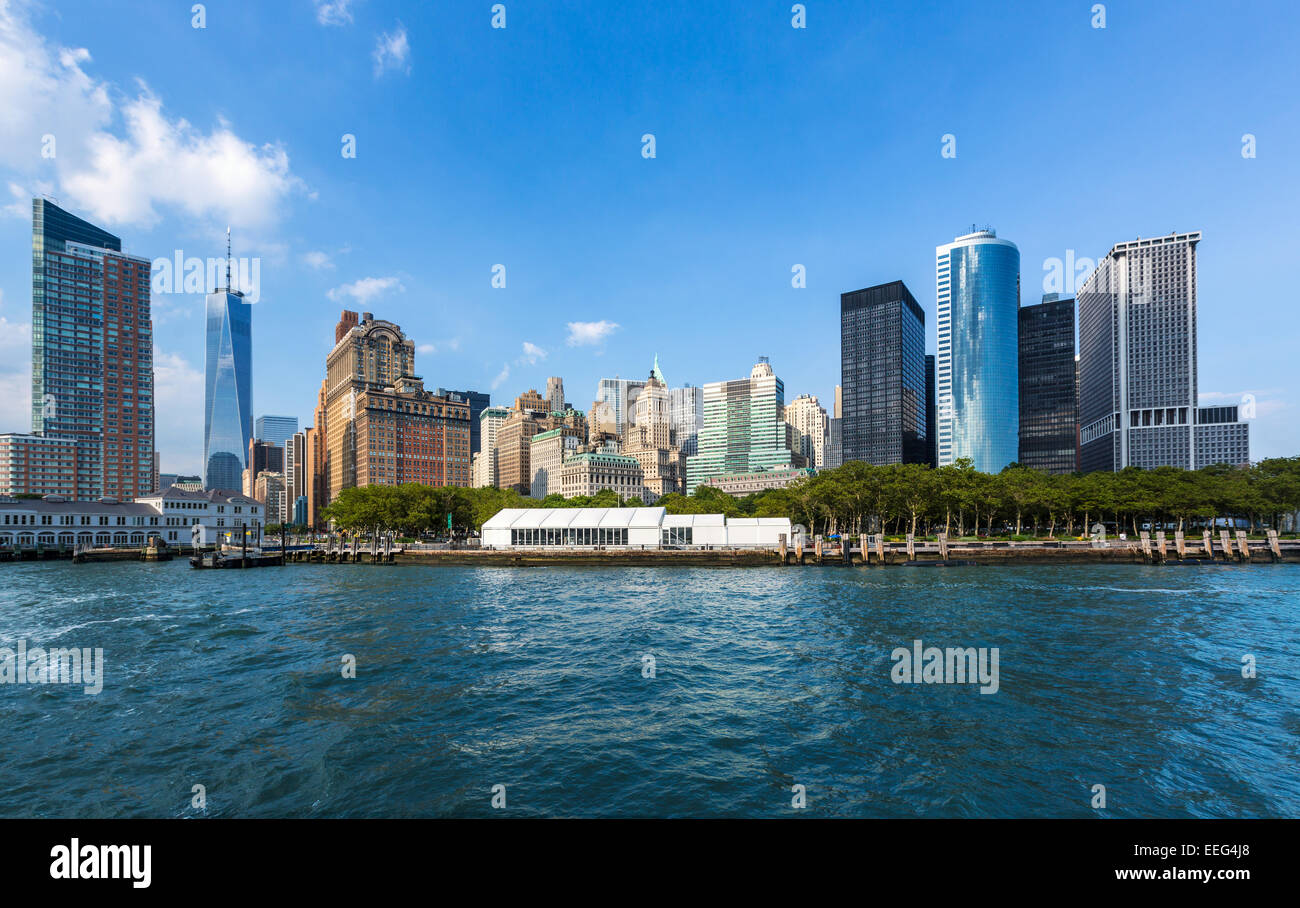 Manhattan skyline New York from East River US USA Stock Photo - Alamy