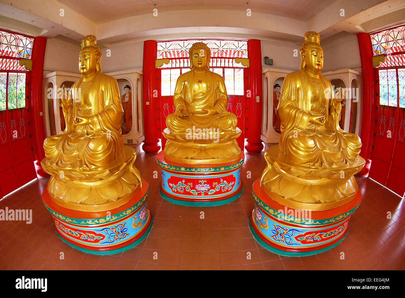 Gold Buddha statues at Kek Lok Si Buddhist Temple, Penang