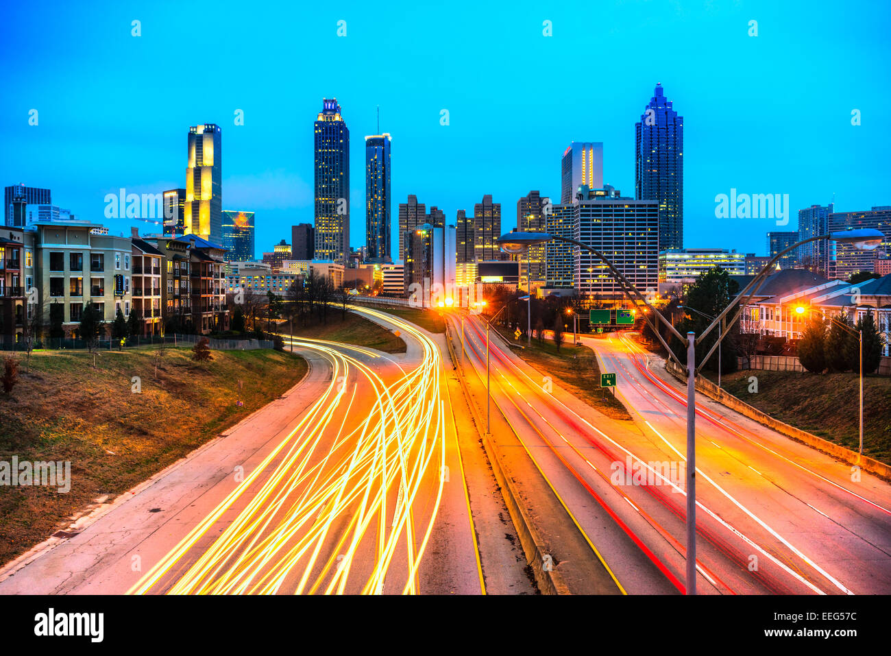 Aerial view downtown atlanta freeway hi-res stock photography and