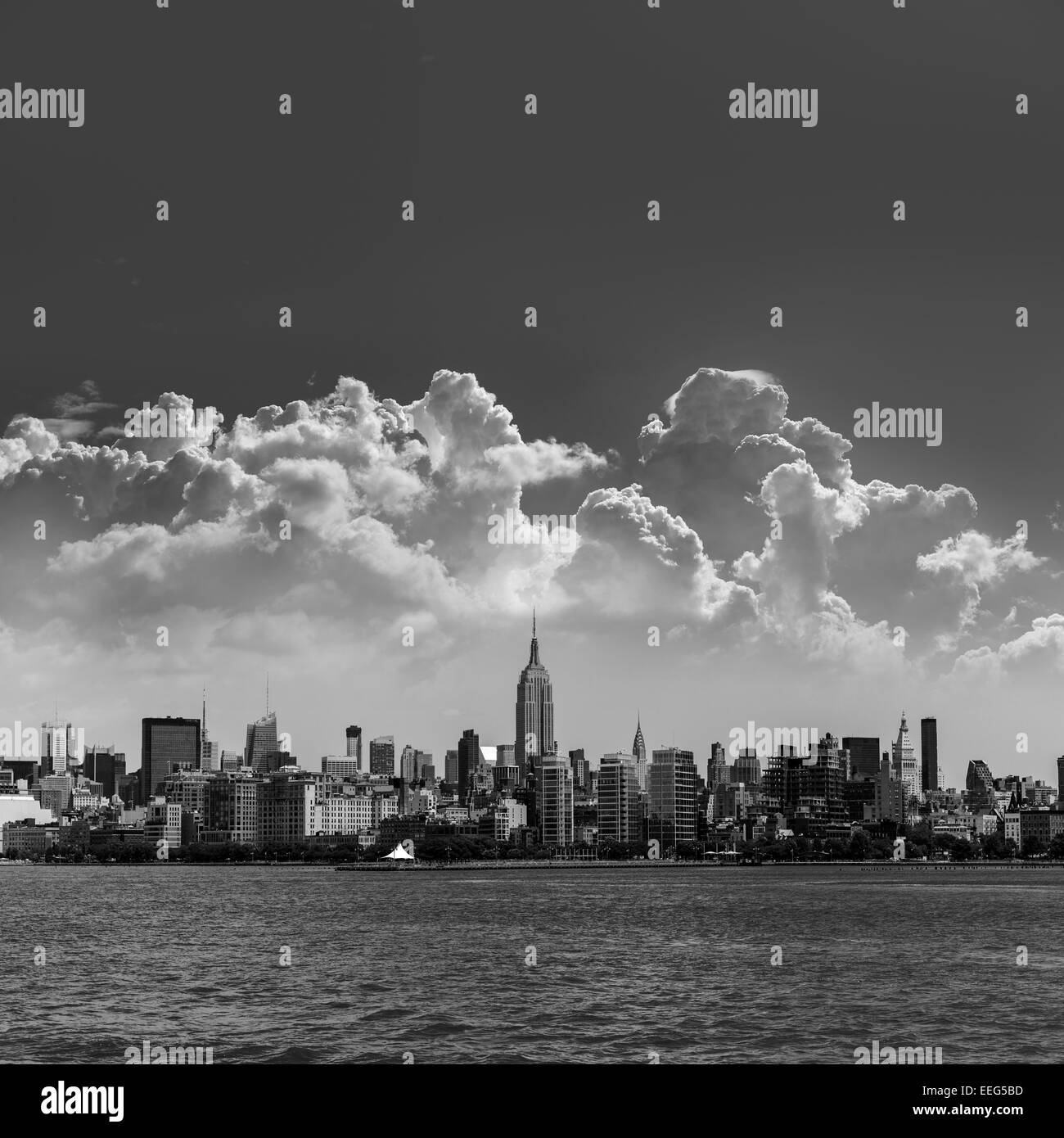 Manhattan New York skyline from Hudson River in USA US Stock Photo