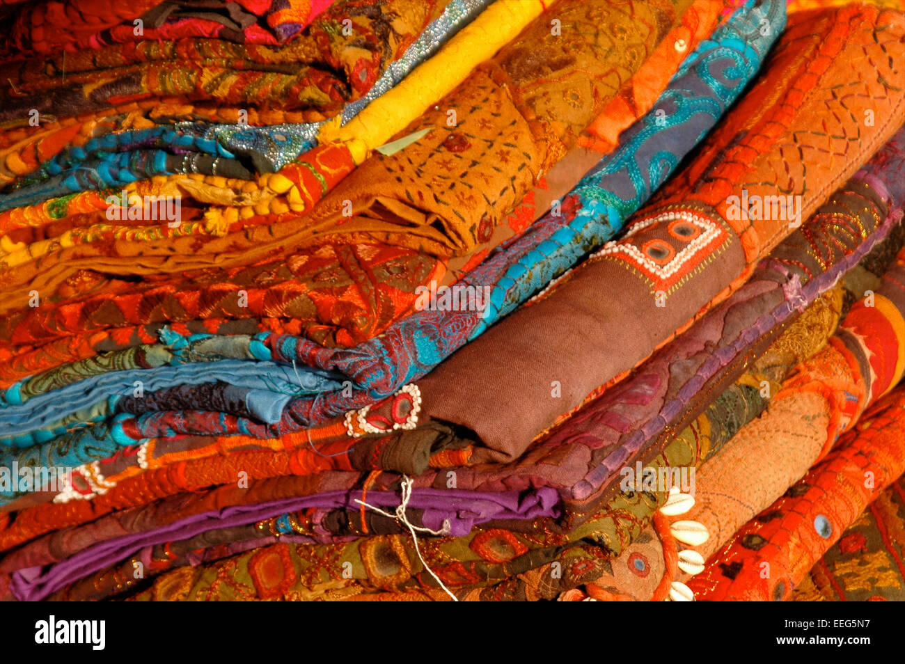Fabrics from India, colourful Stock Photo Alamy
