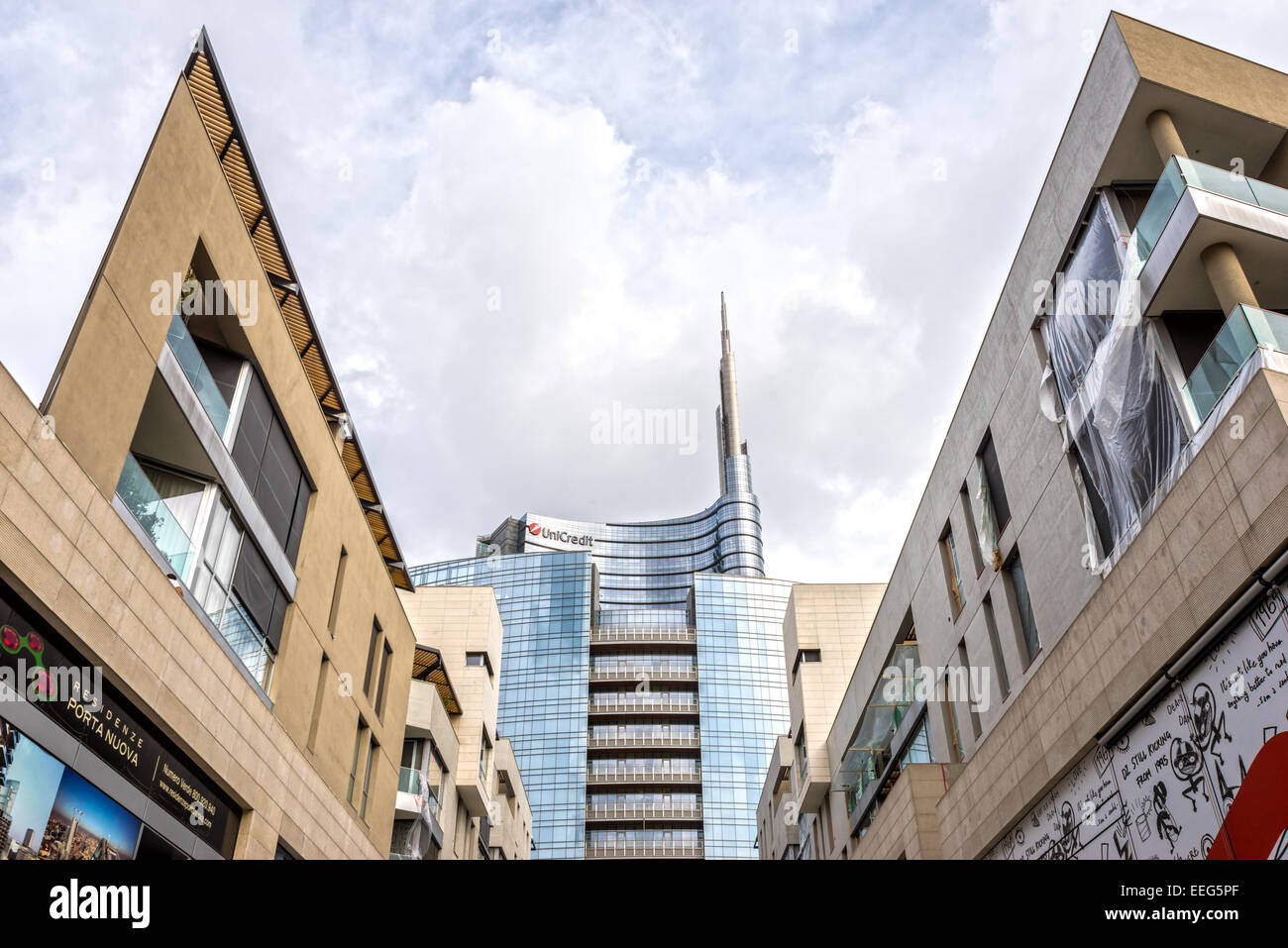 MILAN, ITALY - OCTOBER 15,2014:  View of the new buildings in the square Gae Aulenti  and Corso Como in Porta Nuova area. Stock Photo