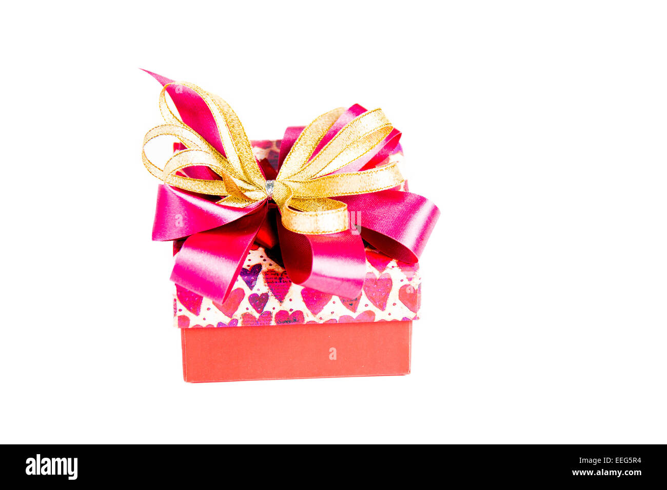 Gold gift box with ribbon and bow isolated on white background Stock ...