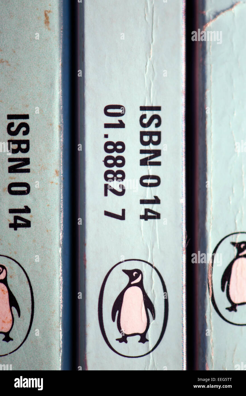 Close-up of Penguin Classic books showing ISBN numbers Stock Photo