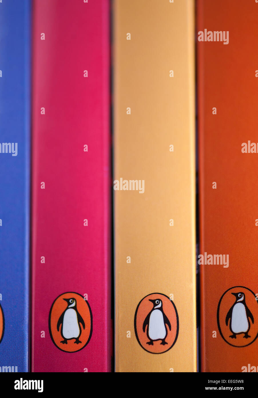 A row of colourful Penguin books Stock Photo