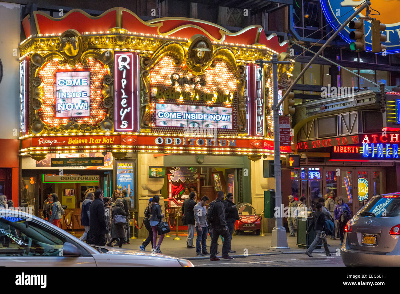 Times Square Lights at Night, NYC Stock Photo Alamy