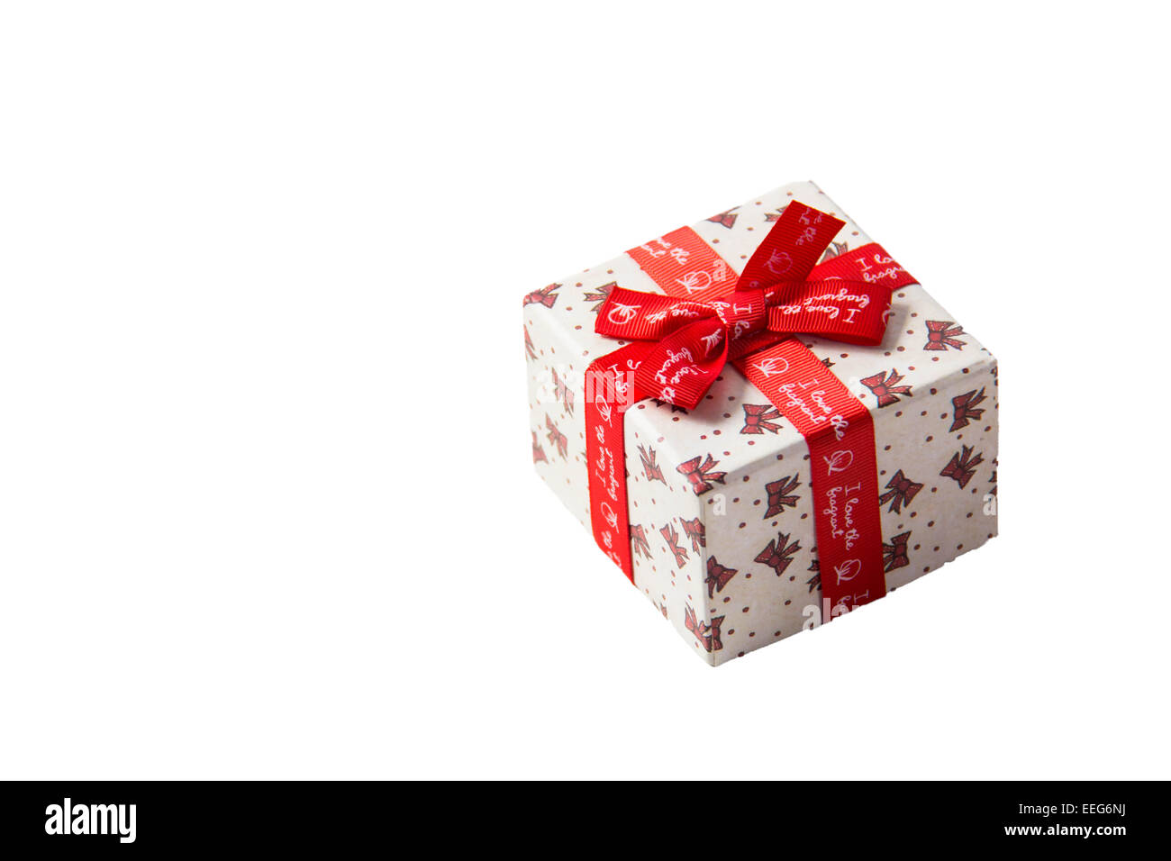 Gold gift box with ribbon and bow isolated on white background Stock ...