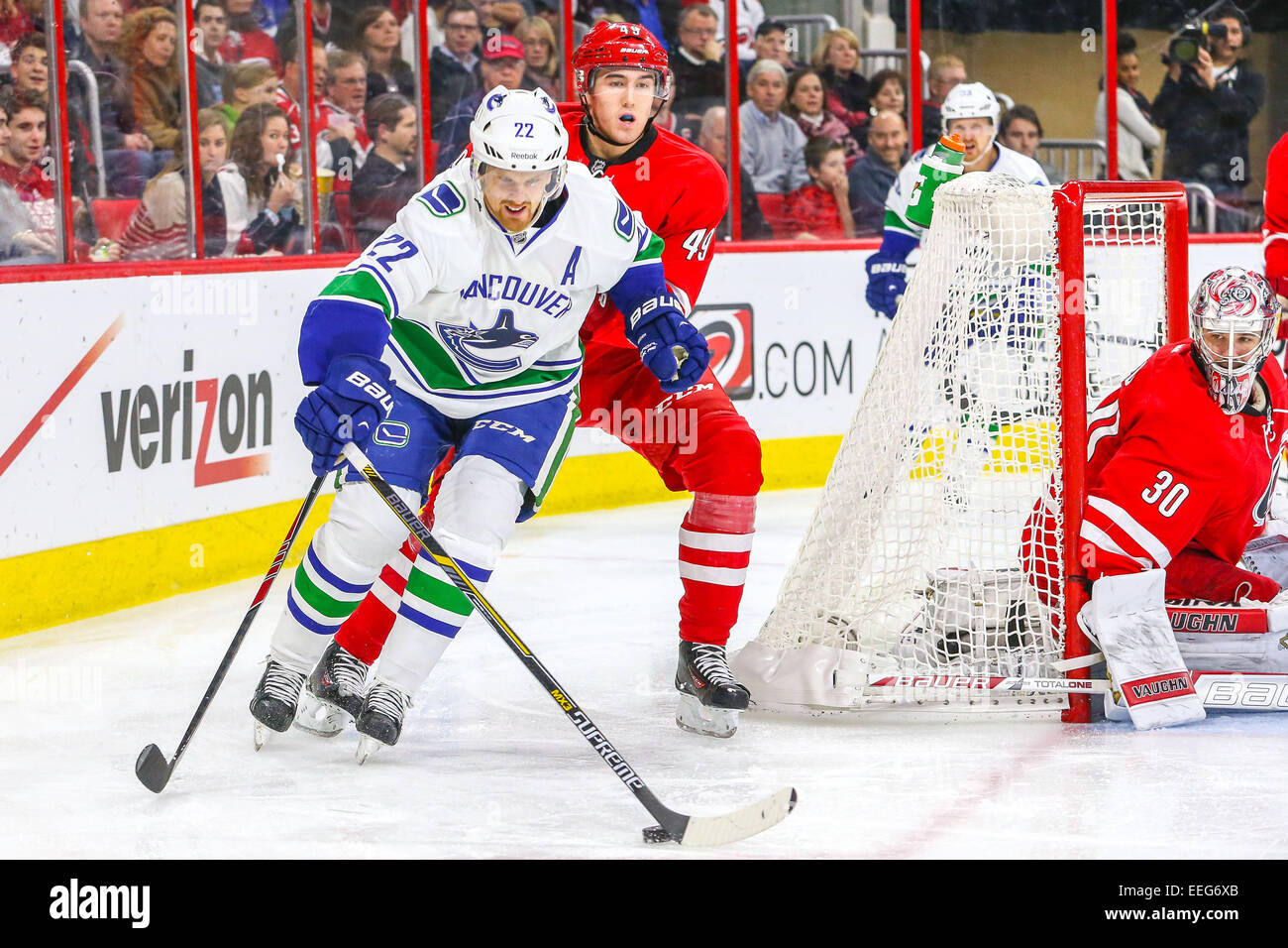 Raleigh, North Carolina, USA. 16th Jan, 2015. Vancouver Canucks left ...