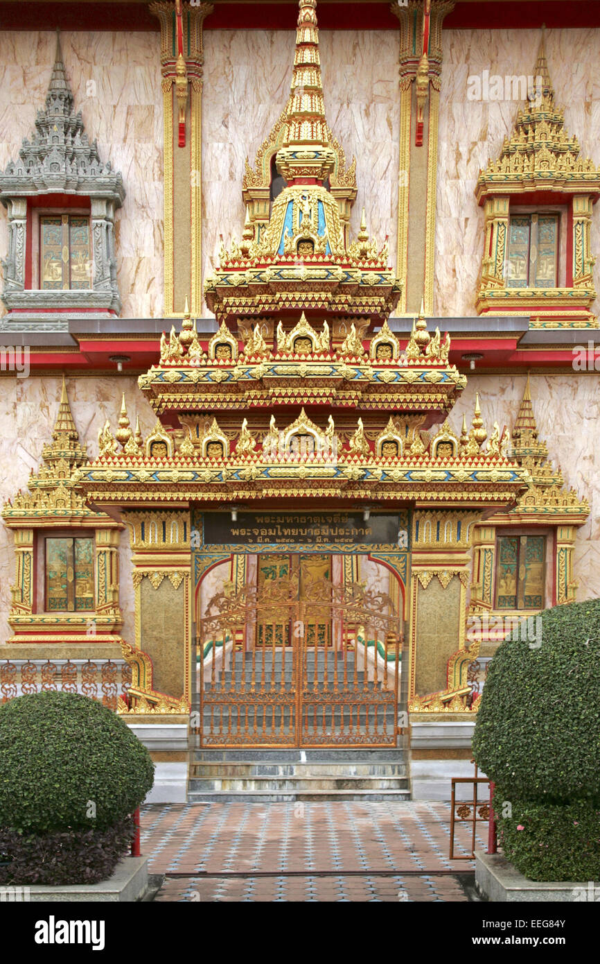 Thailand Siam Tempel Phuket Wat Chalong Eingang Toor, Architektur asiatisch Asien Baukunst Bauwerk Buddhismus buddhistisch Gebae Stock Photo