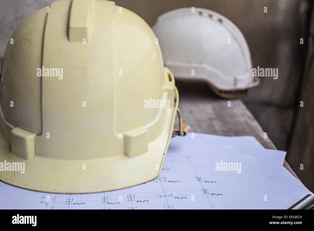 Wearing protective headgear at work Stock Photo Alamy