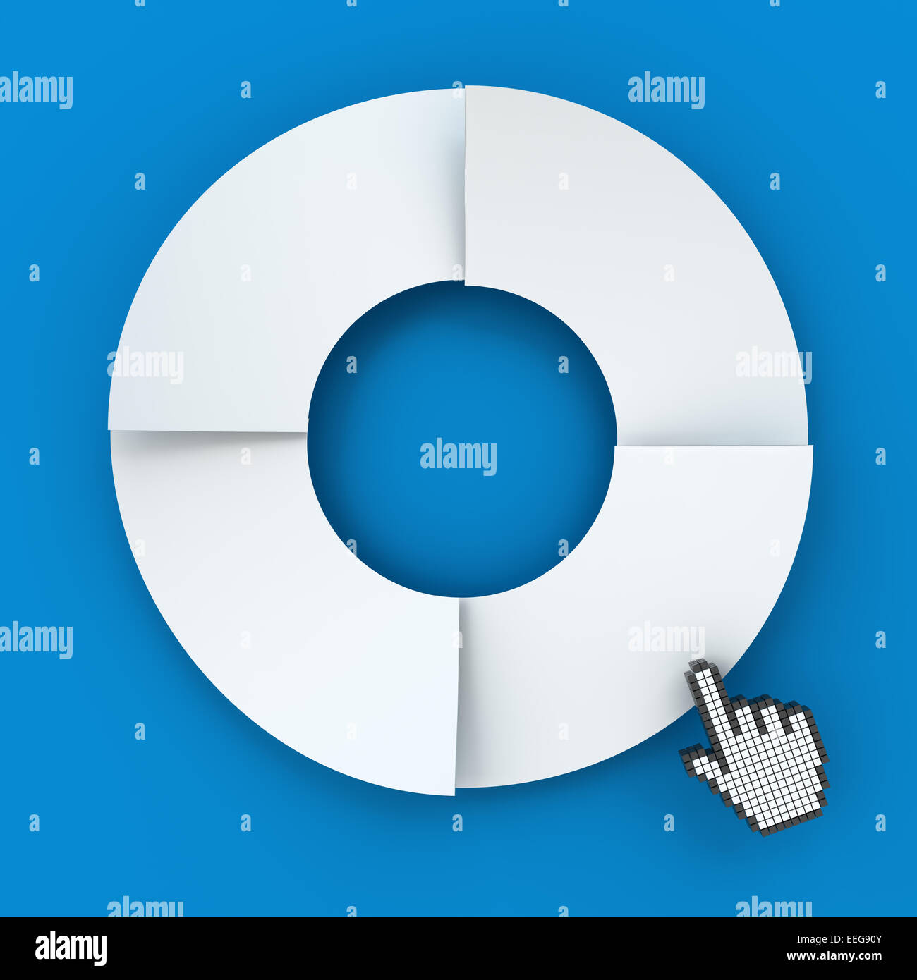 Four steps circle infographic chart with hand cursor, 3d render Stock Photo