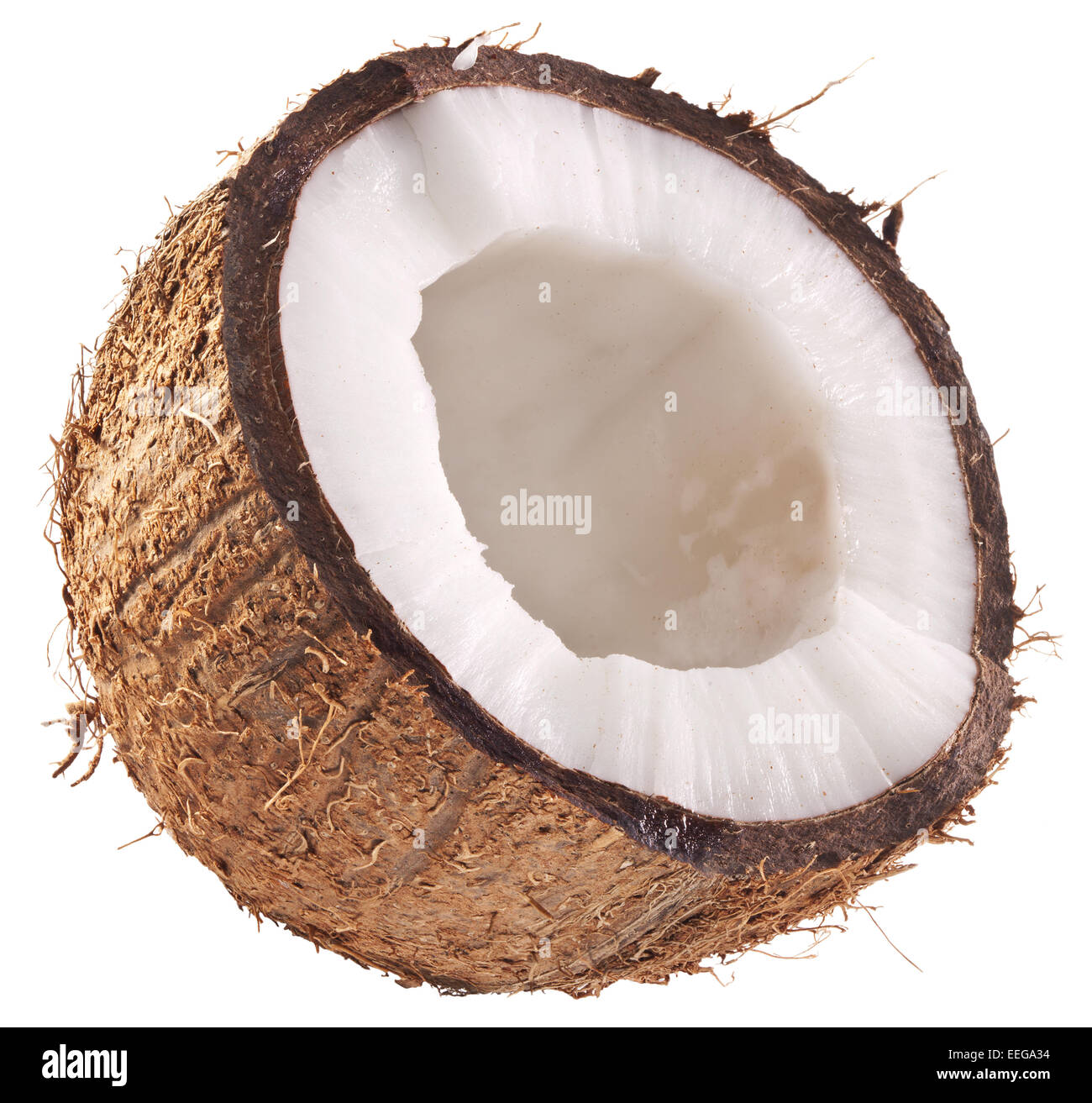 Half of coconut isolated on a white background. File contains clipping paths. Stock Photo