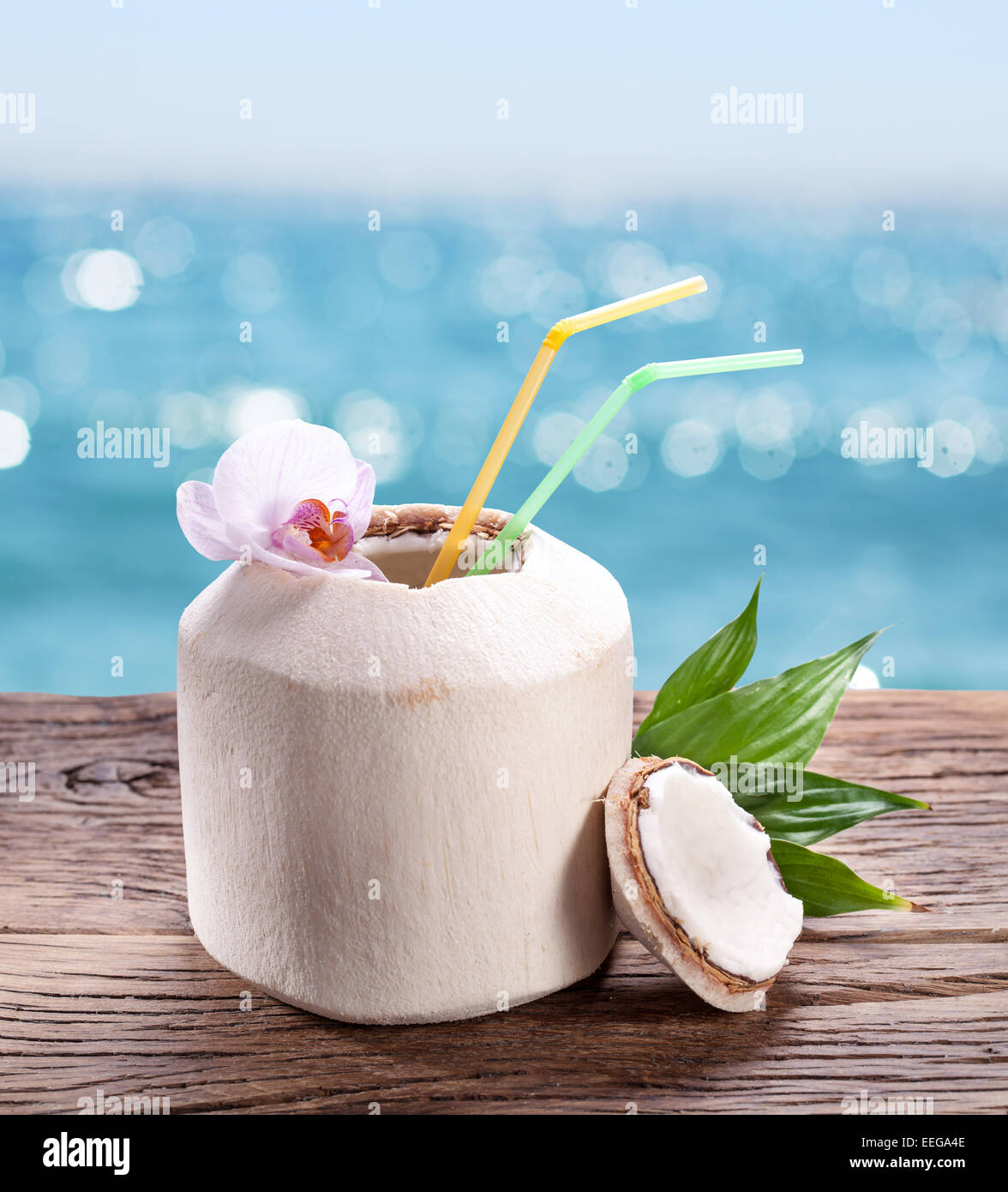 Coconut water in the nut Stock Photo Alamy