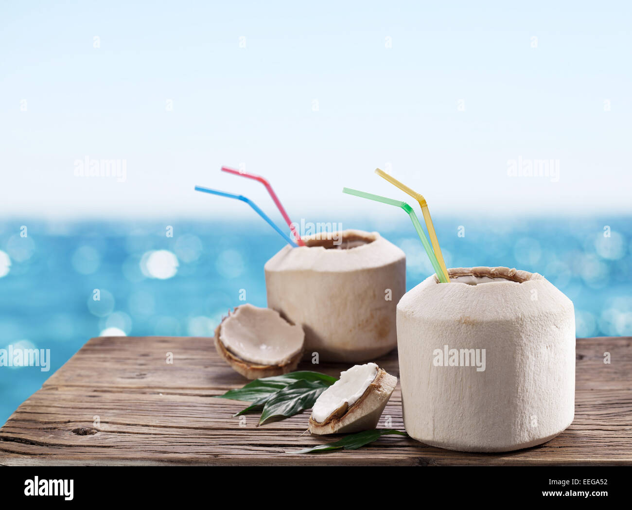 Coconut water in the nut Stock Photo Alamy