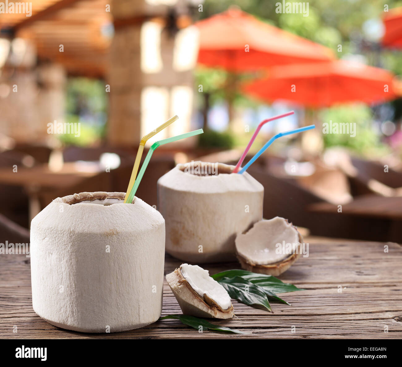 Coconut water in the nut Stock Photo Alamy