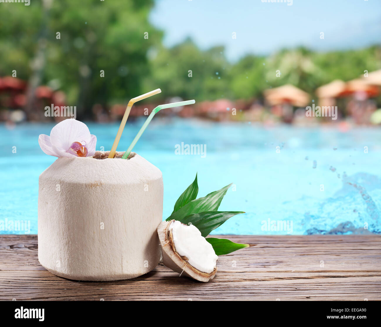 Coconut water in the nut Stock Photo Alamy