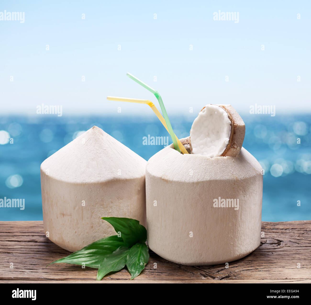 Coconut water in the nut Stock Photo Alamy