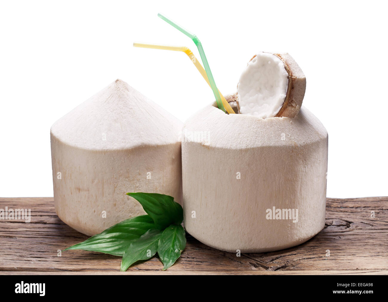 Coconut water in the nut. File contains clipping paths. Stock Photo