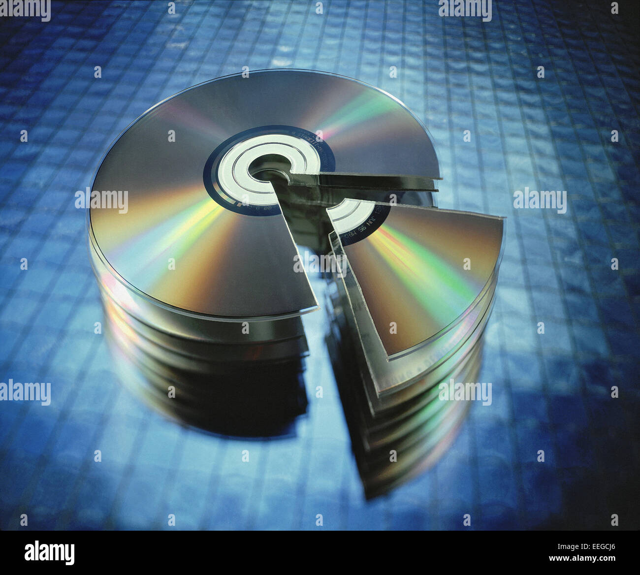 Hamburg, Germany, CD-Rom stack with cut-out circle segment Stock Photo