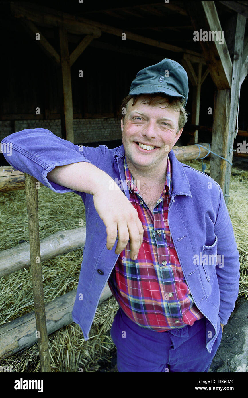 Hamburg, Germany, laughing farmer on his farm Stock Photo