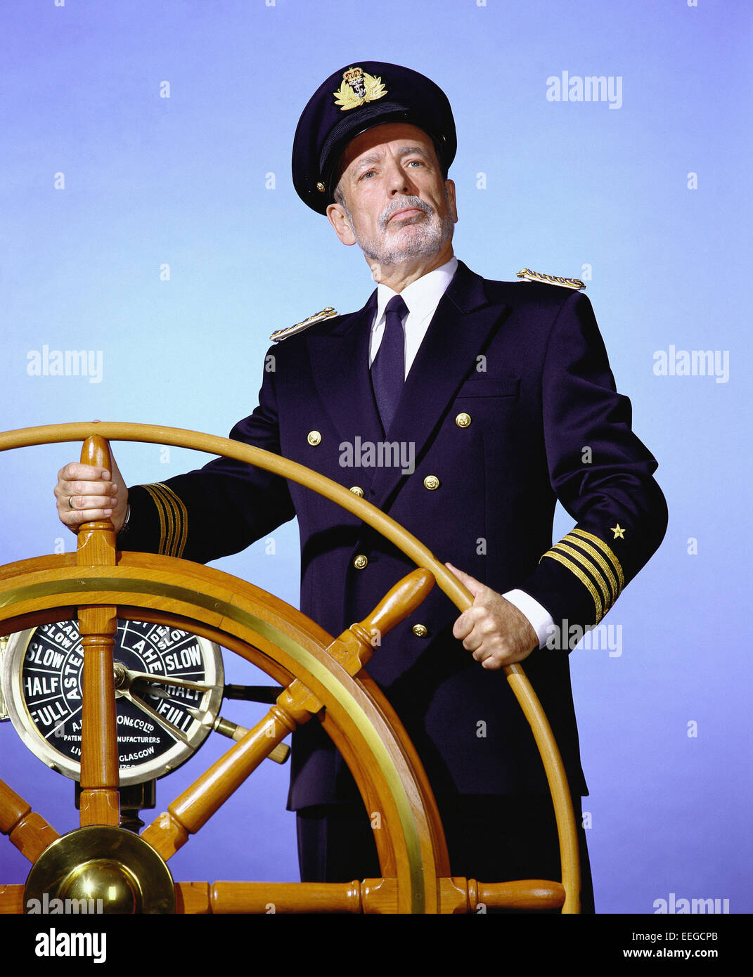 Hamburg, Germany, Schiffskapitaen in uniform with wheel Stock Photo