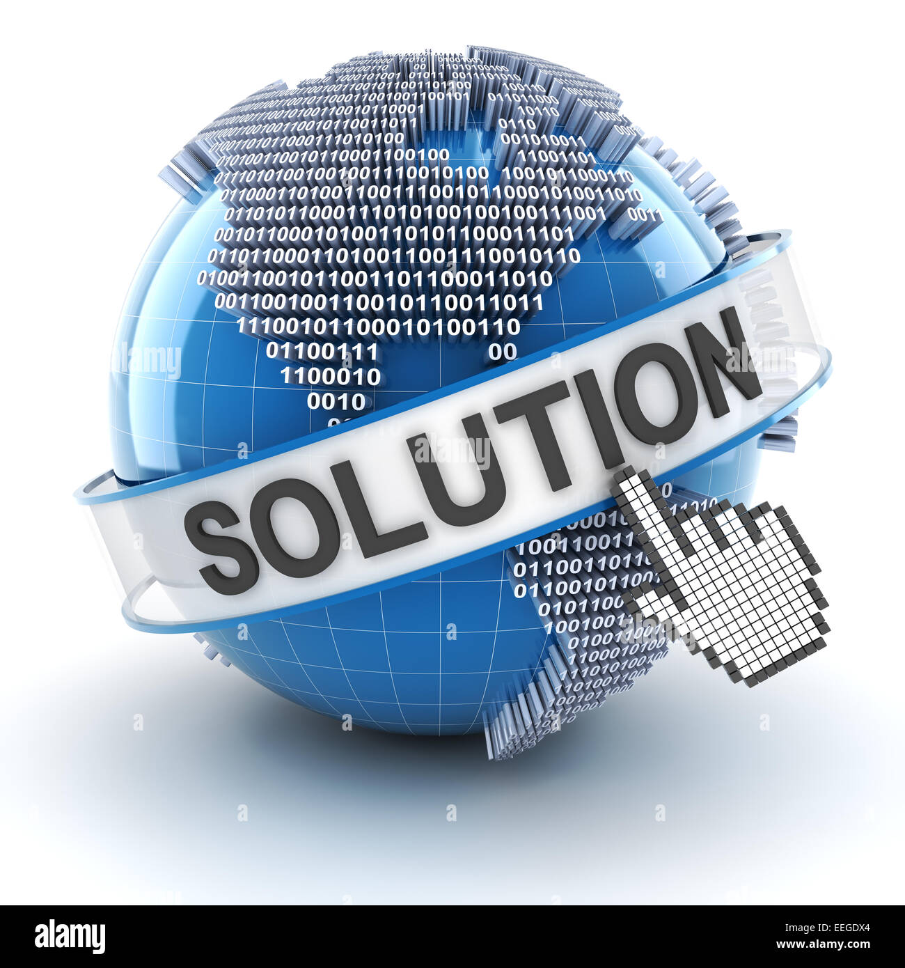 IT solution symbol with digital globe, 3d render Stock Photo