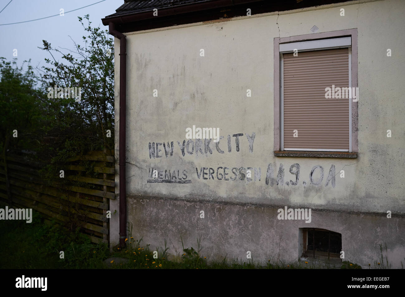 Havelaue, Germany, writing on an old house Stock Photo