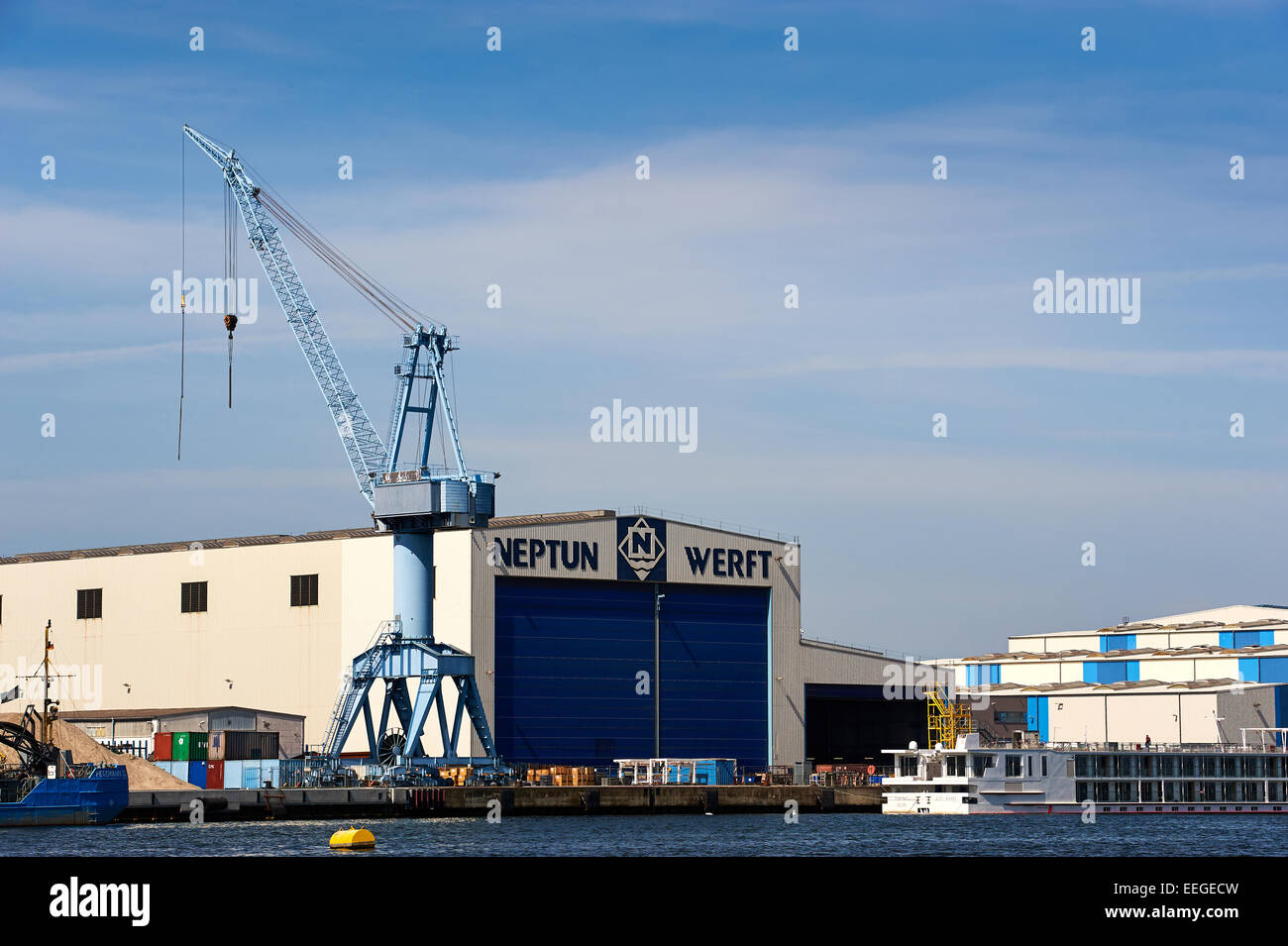 Rostock, Germany, looking at the Neptune shipyard Stock Photo Alamy
