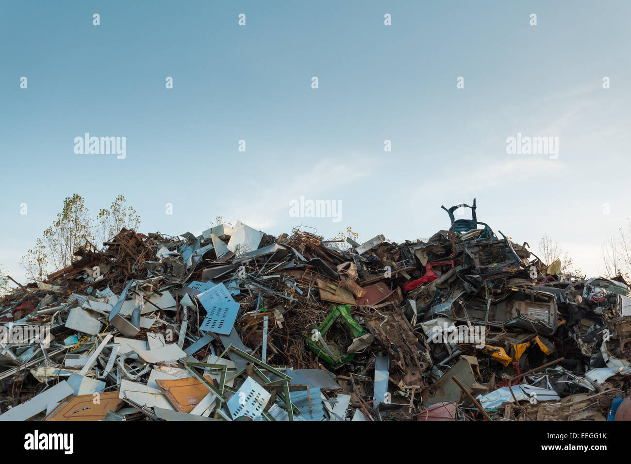 scrap metal with clear blue sky Stock Photo