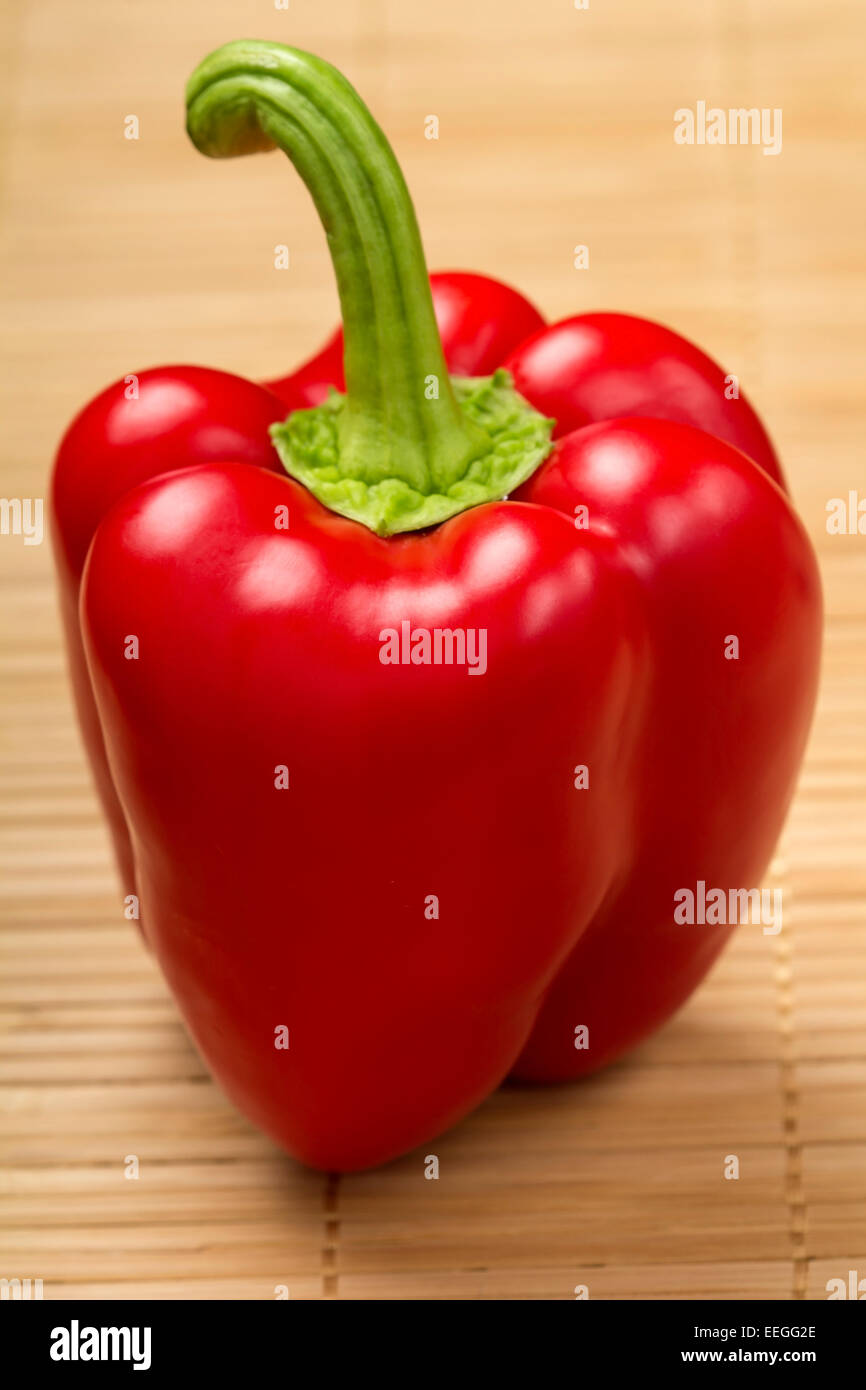 Fresh picked organic red bell pepper Stock Photo