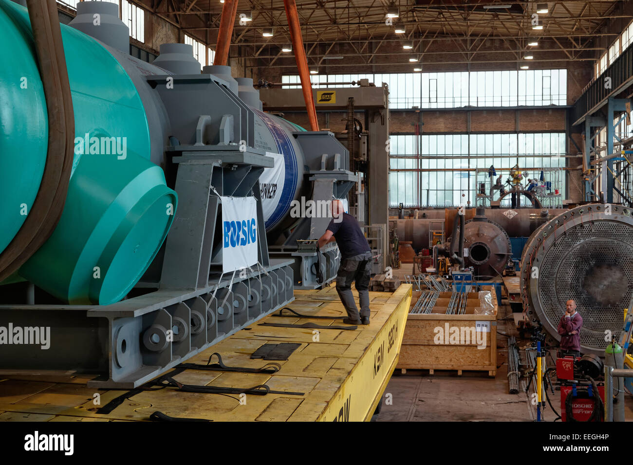 Berlin, Germany, heavy transport Borsig Gaskuehler Stock Photo