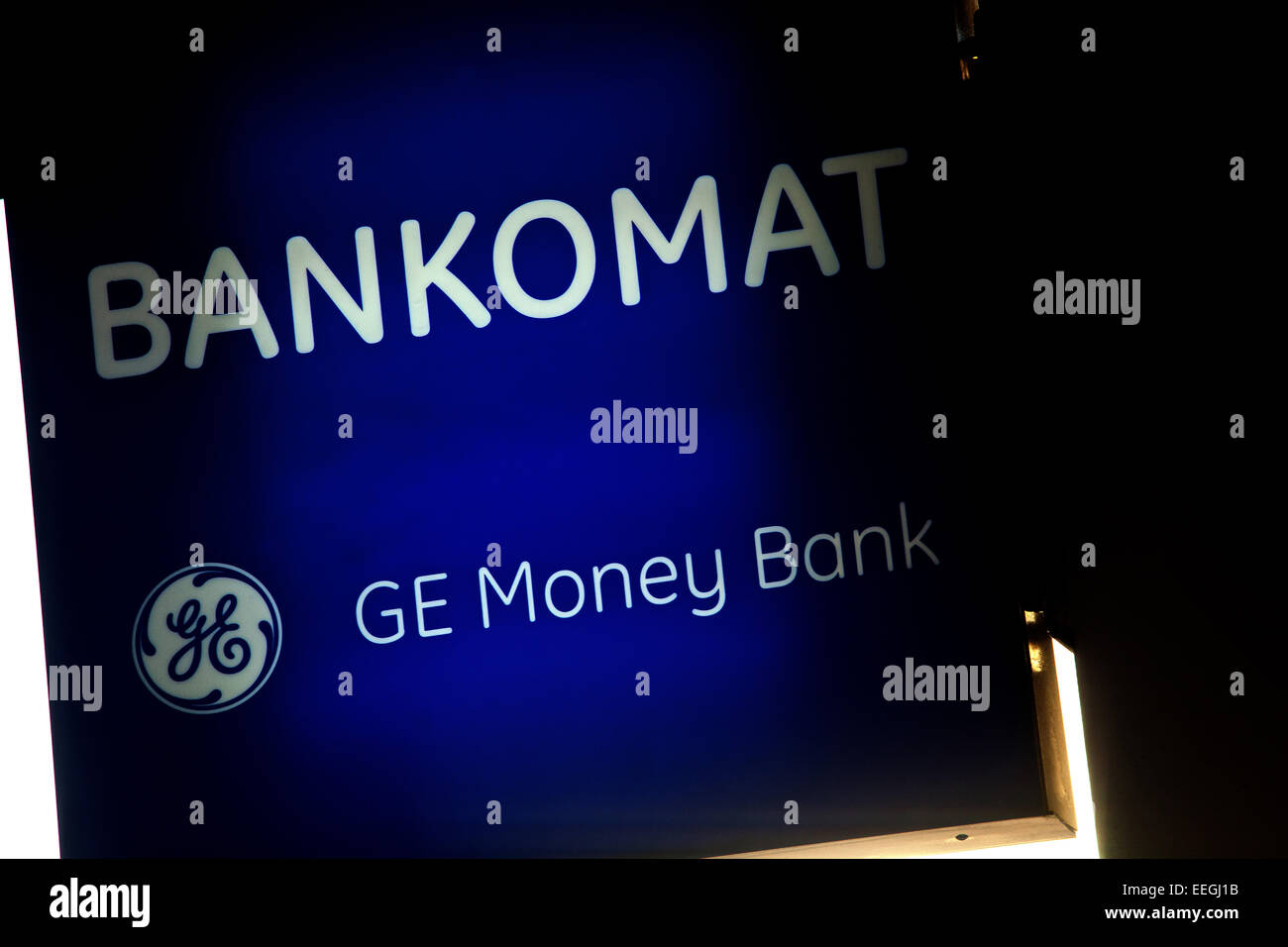 GE Money Bank, sign Prague Czech Republic Stock Photo