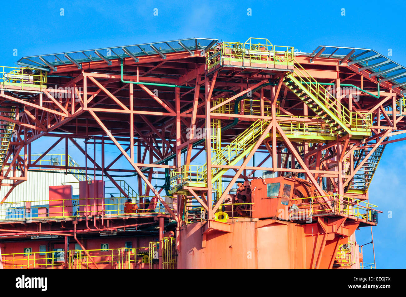 Belfast, Northern Ireland. 18th Jan 2015. Helicopter landing pad of the Borgny Dolphin North Sea oil platform. Credit:  Stephen Barnes/Alamy Live News Stock Photo