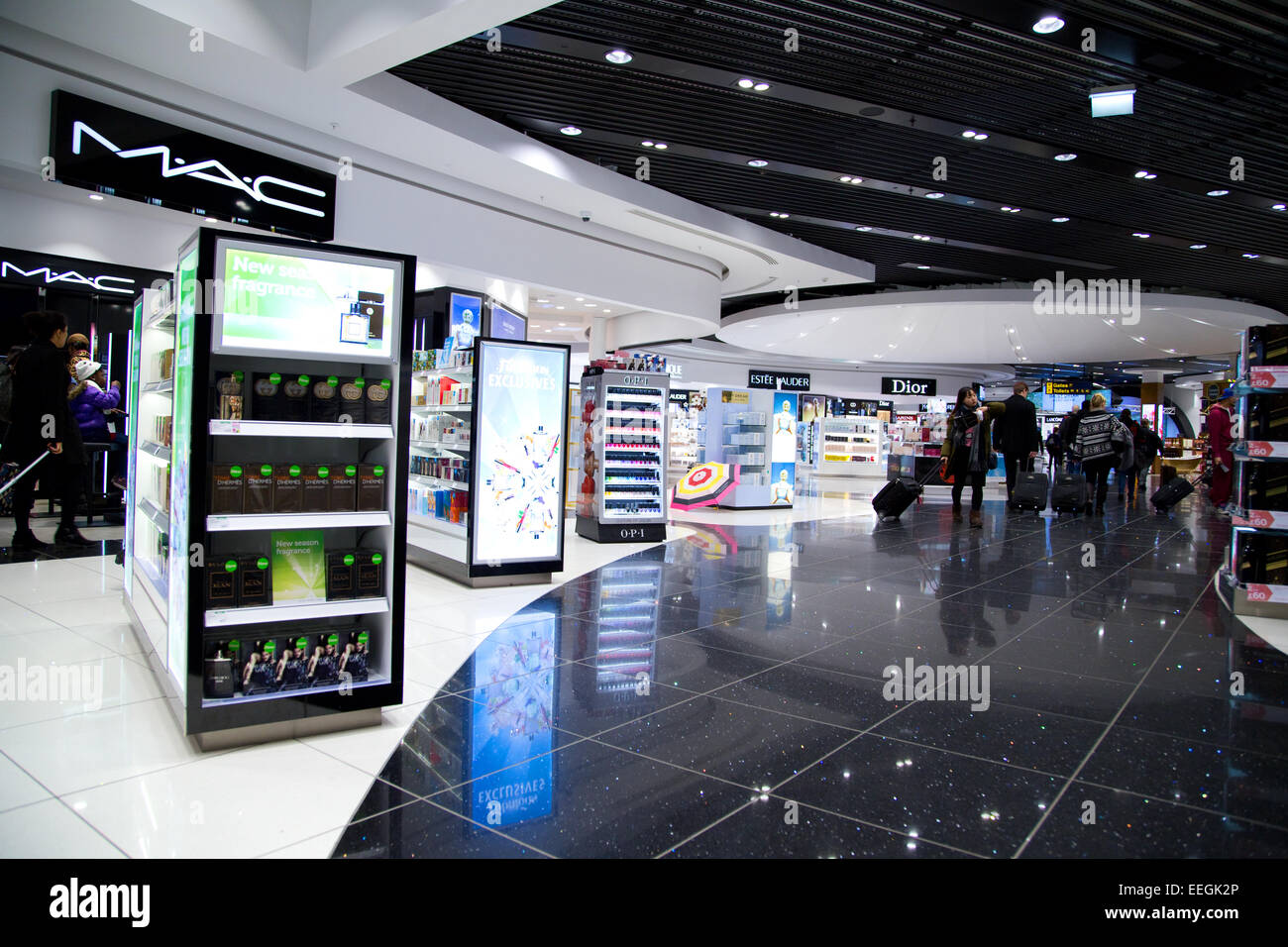 LONDON - JANUARY 9TH: The interior of Stanstead airport duty free section on January the 9th, 2015 in London, england, uk. Stans Stock Photo