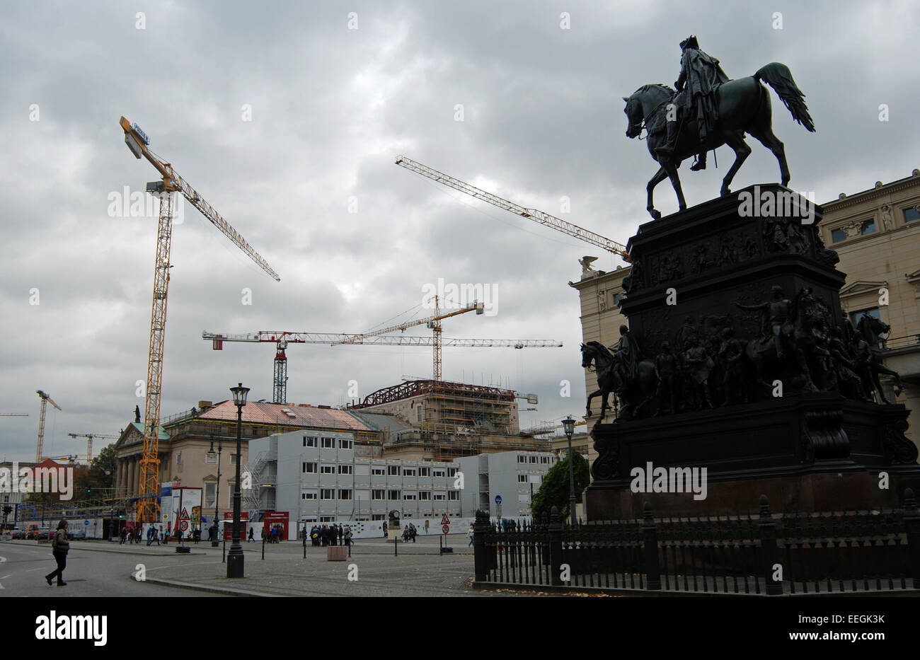 Cranes on the Berlin skyline. Stock Photo