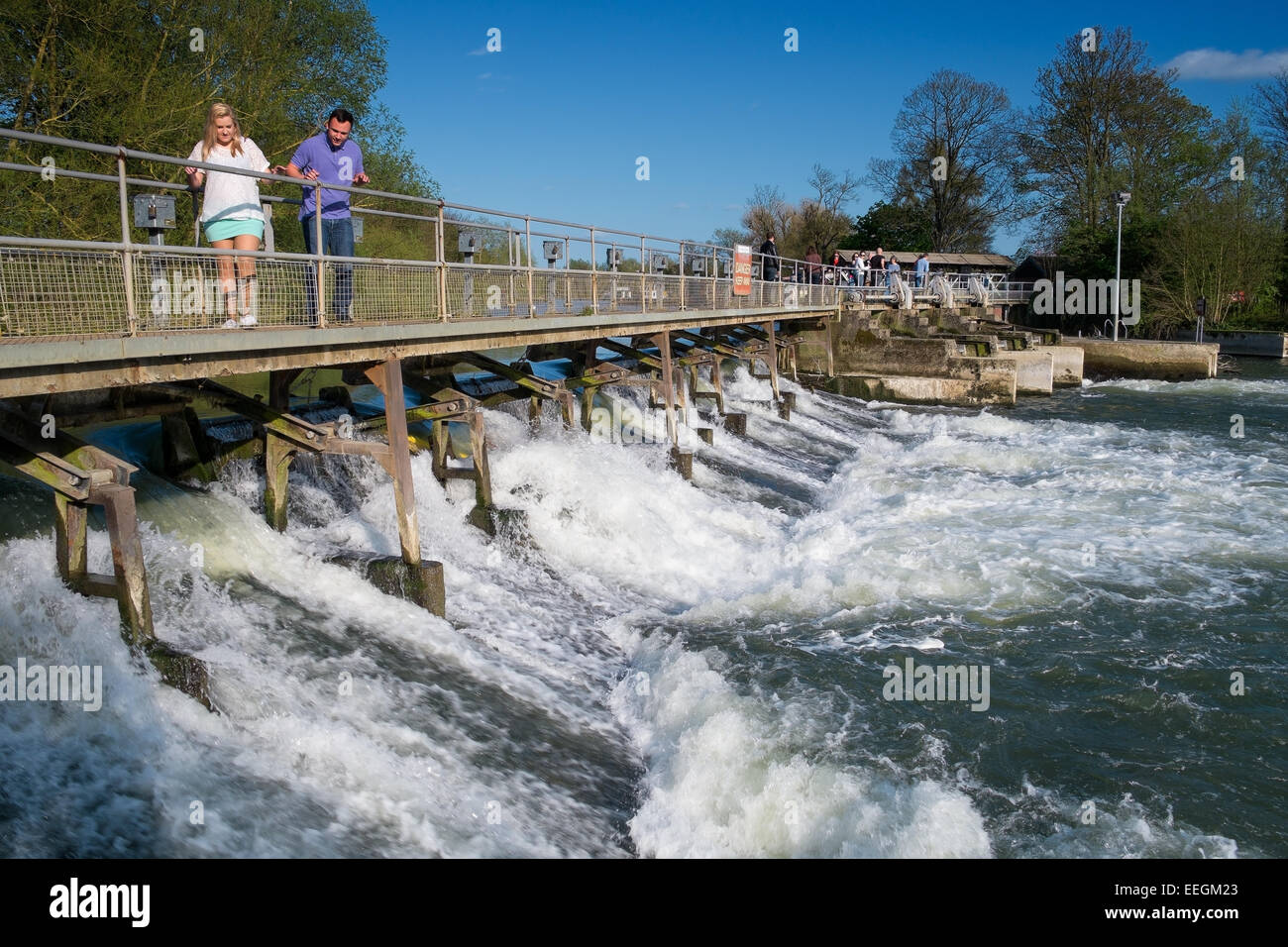 The lock (weir) across the River Thames at Abingdon, Oxfordshire. Stock Photo