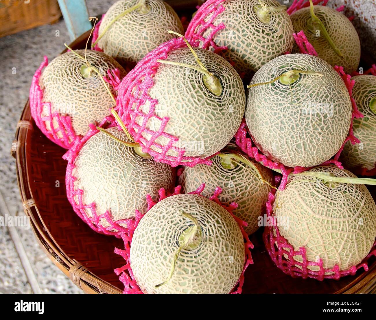 Fresh cantaloupe for sale at the market Stock Photo Alamy
