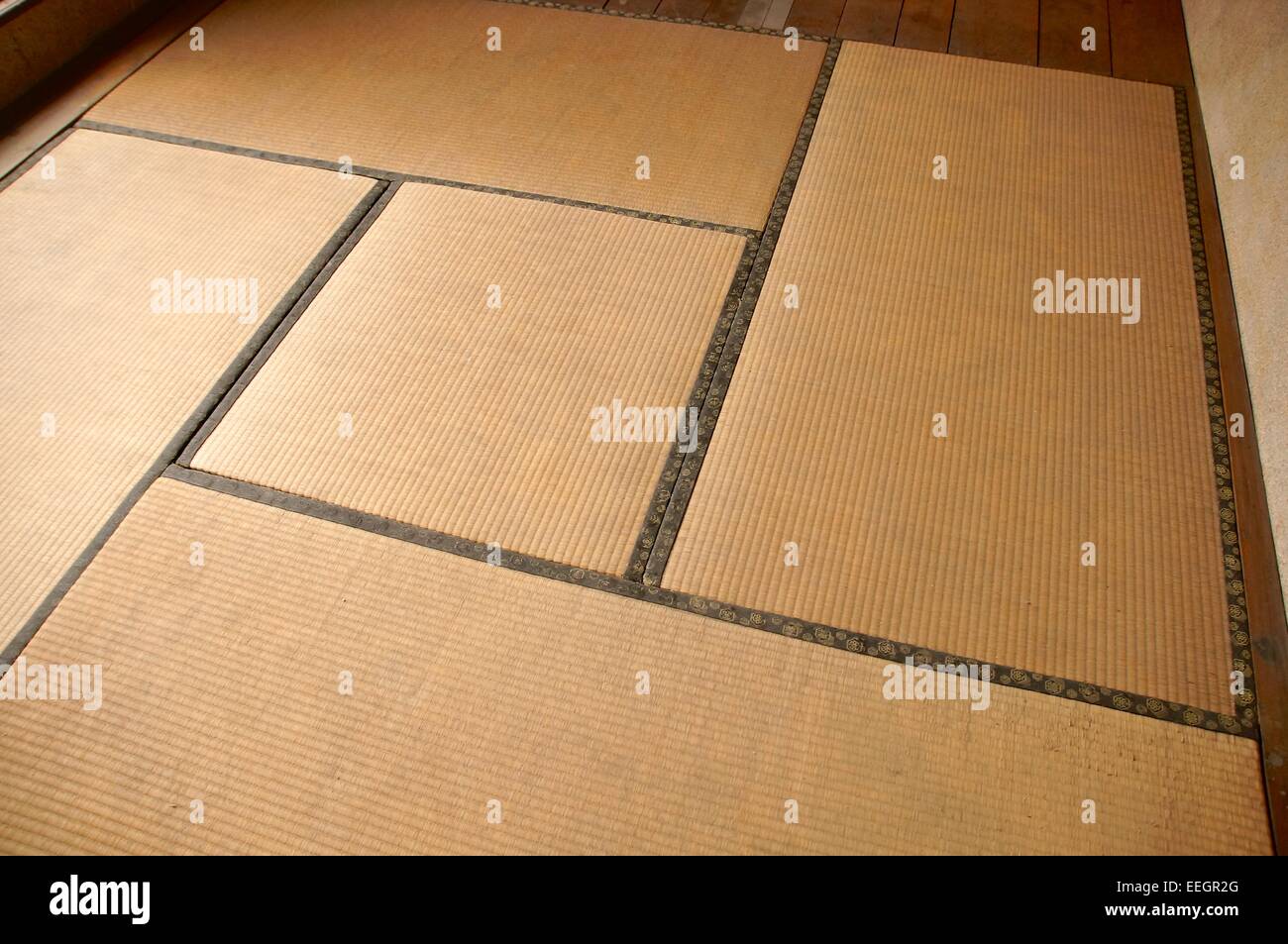 The close view of Japanese Tatami mat Stock Photo