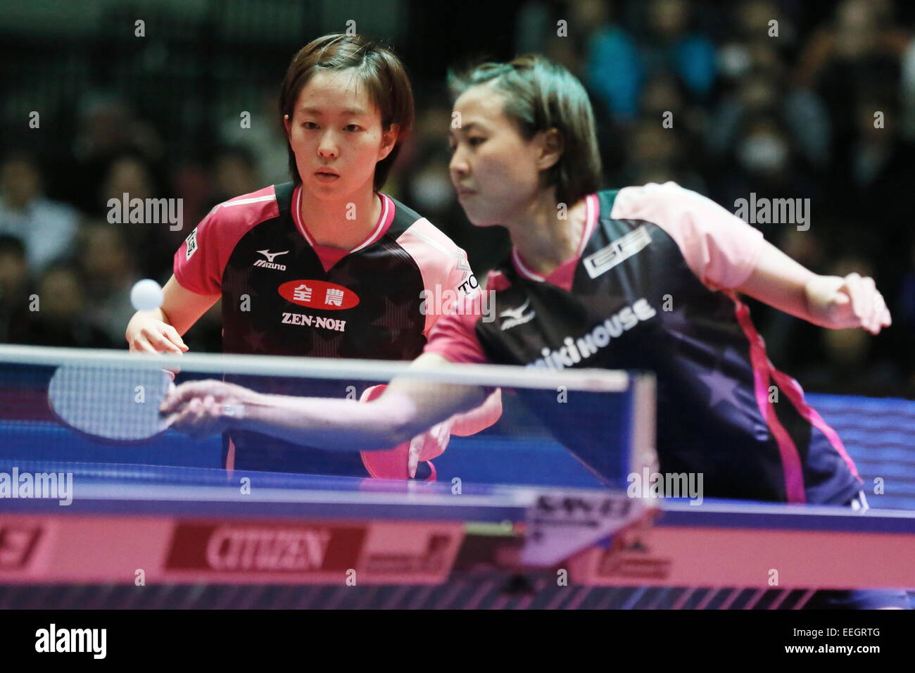 (LR) Kasumi Ishikawa, Sayaka Hirano, JANUARY 17, 2015 Table Tennis