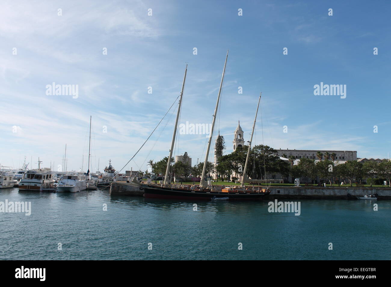 The Clocktower and Marina, Royal Naval Dockyard, Sandys Parish, Bermuda Stock Photo
