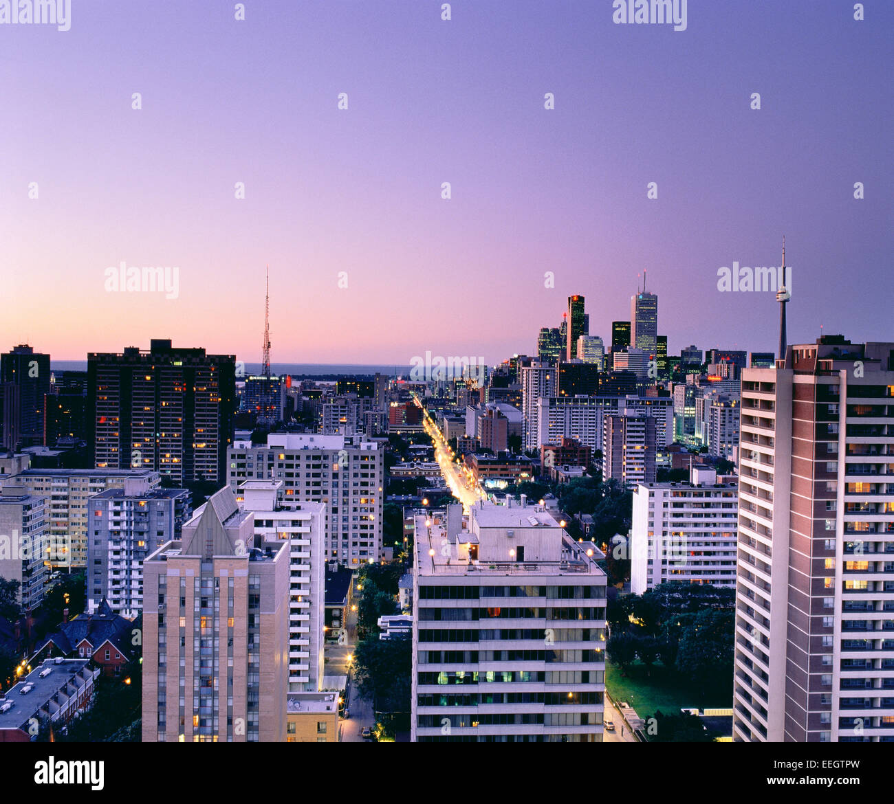 Overview of City at Sunset Toronto, Ontario, Canada Stock Photo