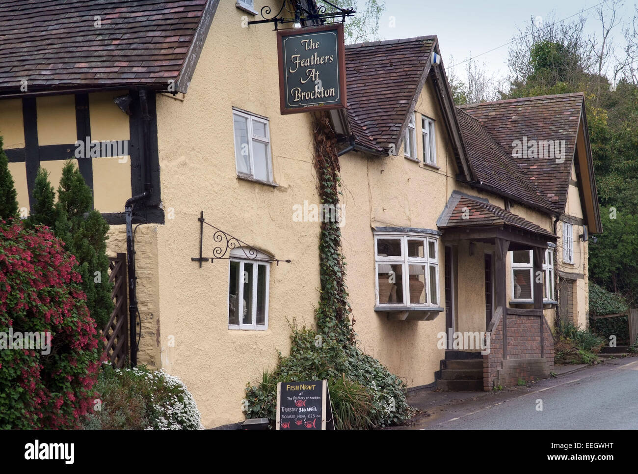 The Feathers at Brockton public house, Shropshire, UK Stock Photo Alamy